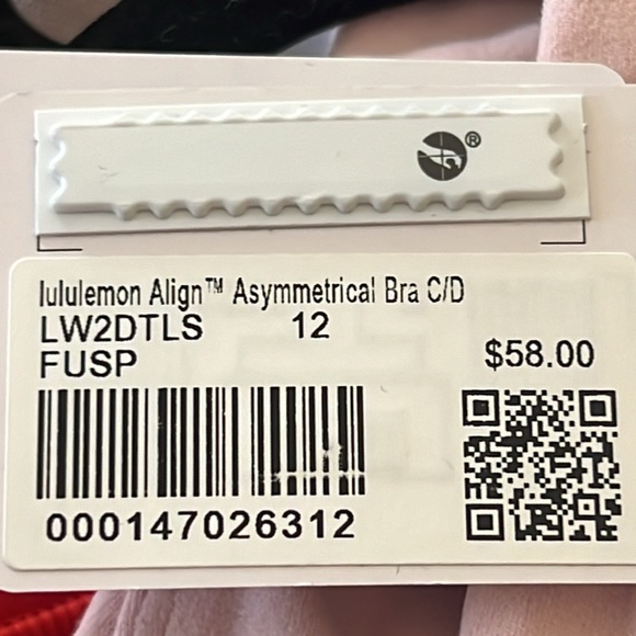 LULULEMON ALIGN ASYMMETRICAL BRA C/D PINK COLOR SIZE 12 NWT - Picture 6 of 6